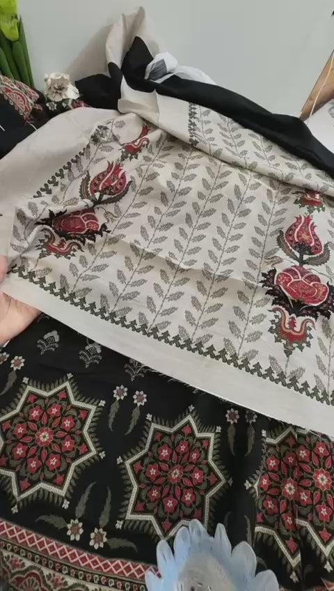 Ethnic printed raw silk 2 pc