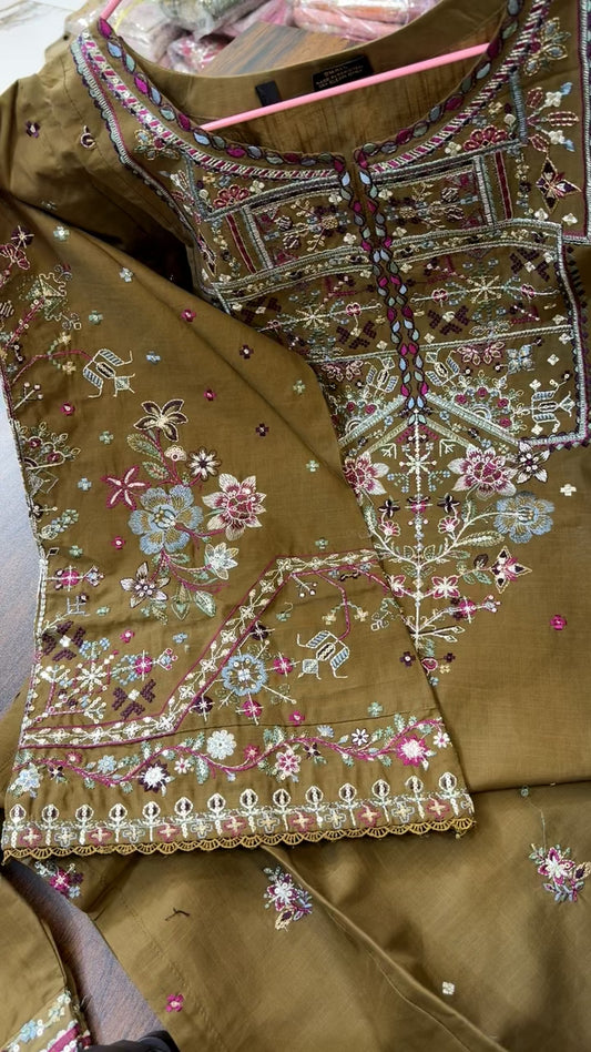 Luxury lawn embroided stitched 3pc PRET