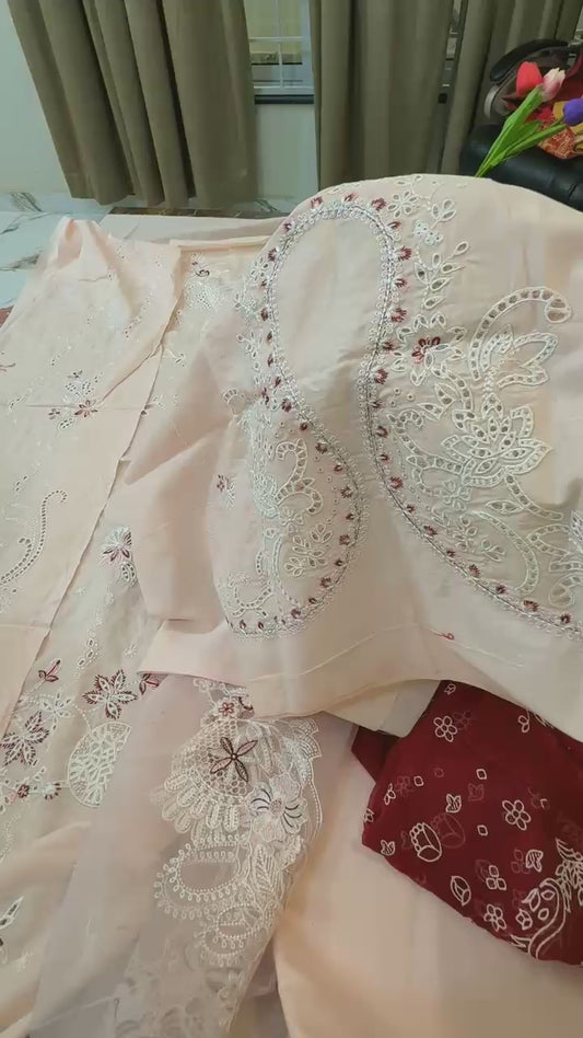 Qalamkar luxury embroidered lawn 3pc