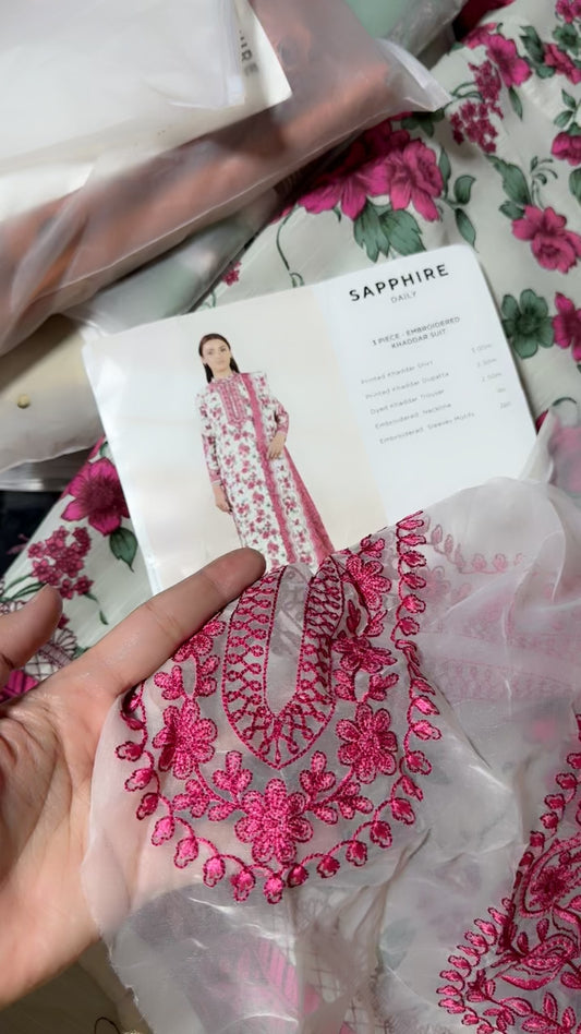 Sapphire embroided khaddar 3pc