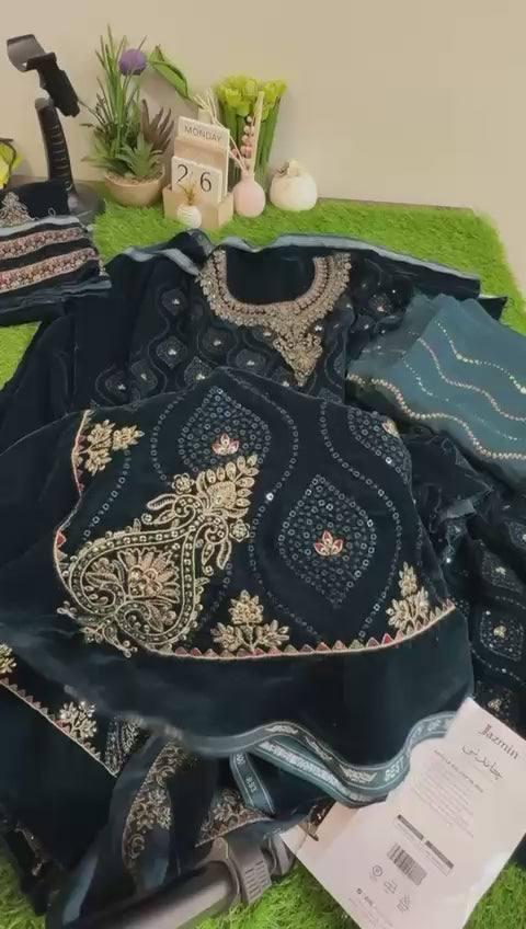 Jazmin luxury embroided velvet 3pc (b fresh)