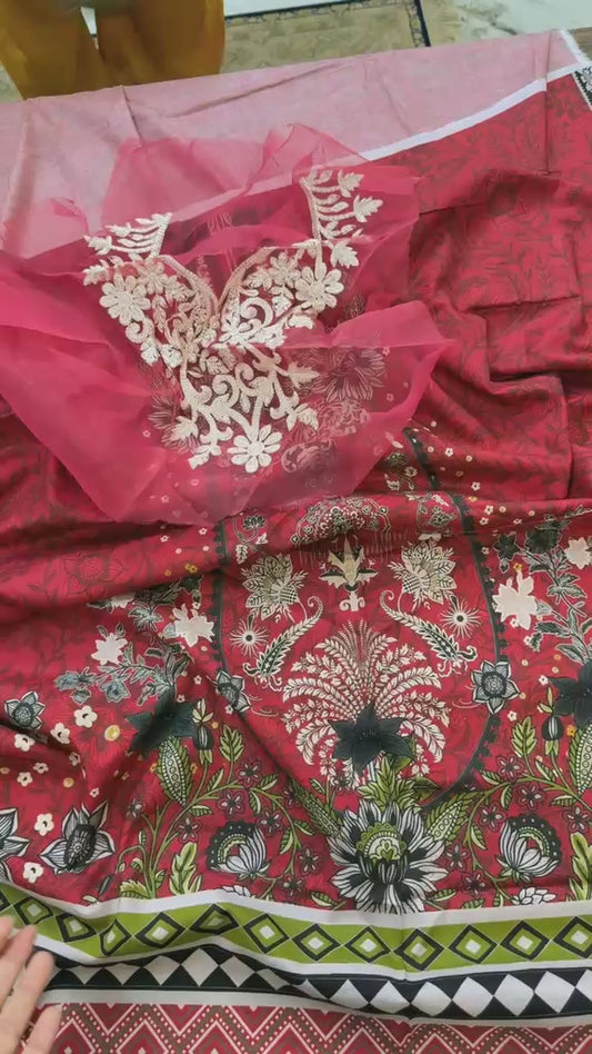 Mushq printed 3 pc with patches