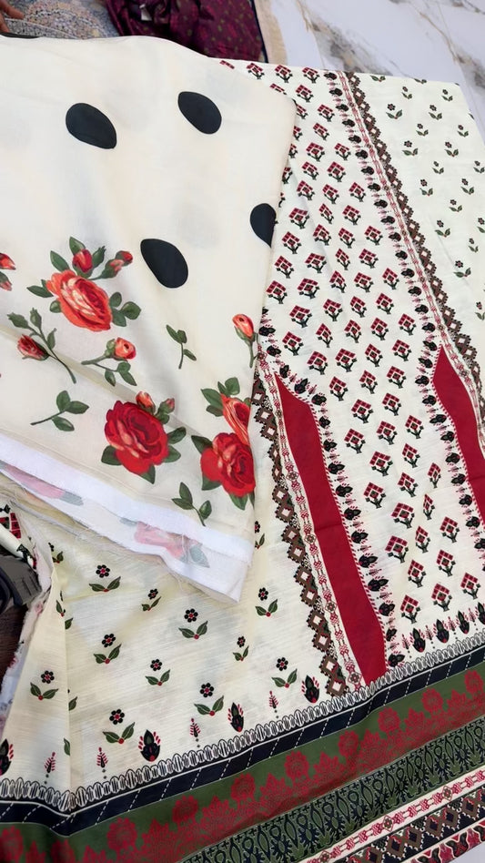 Zoya B printed winter shirt with wool shawl