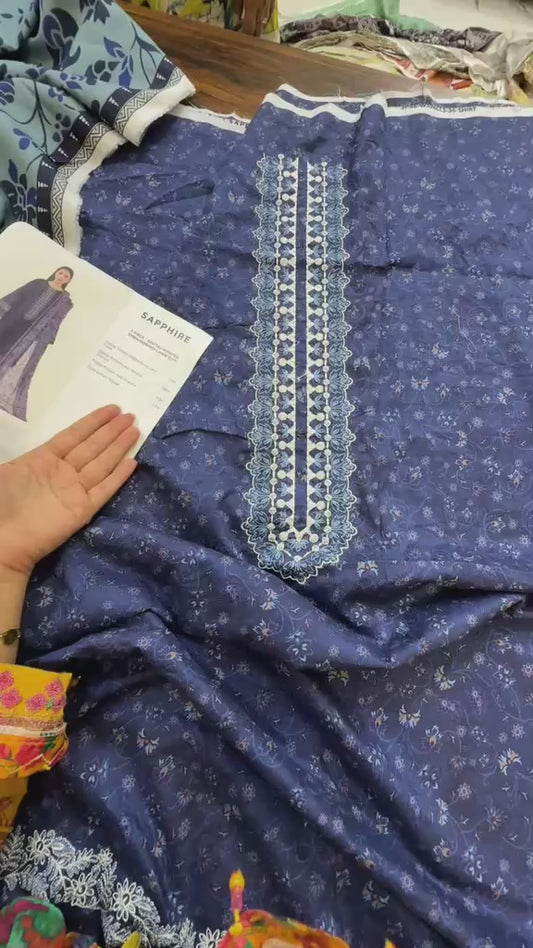 Sapphire embroided lawn 3pc