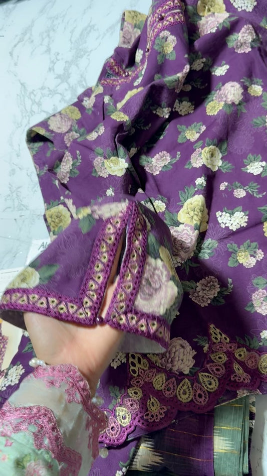 Adan's stitched khadar embroided 3pc (medium and large)