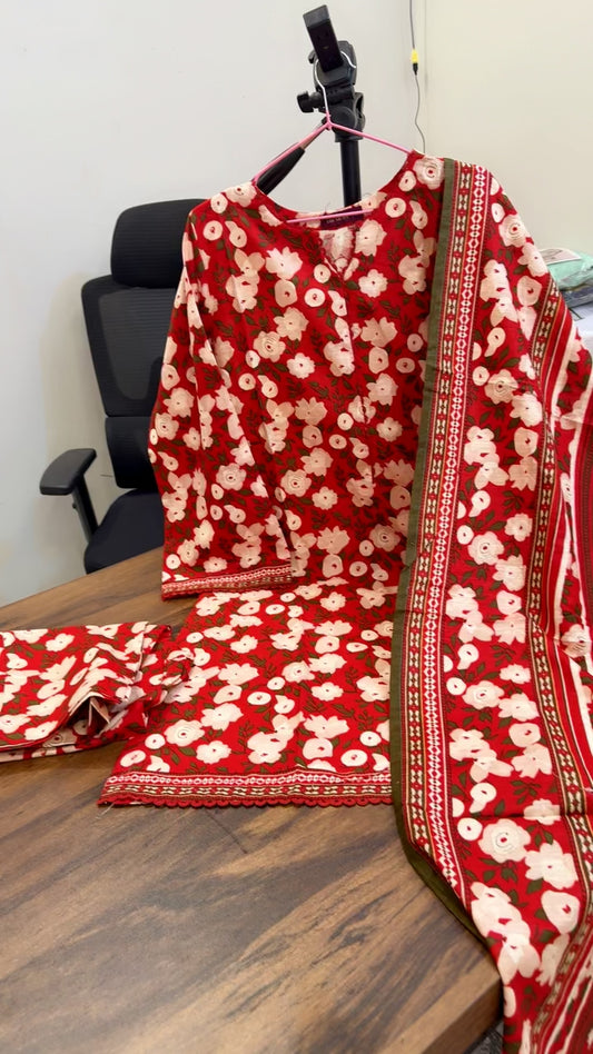 Bin saeed printed winter khaddar 3pc