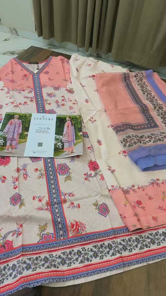 Farasha printed lawn 3pc stitched