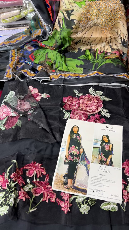 Asifa nabeel lawn 3pc embroided