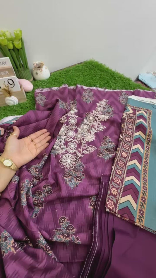 Khaadi winter embroidered 3pc
