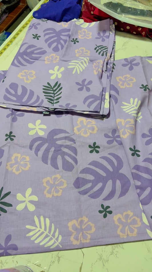 Pure cotton king size bed sheet with 2 pillow cover