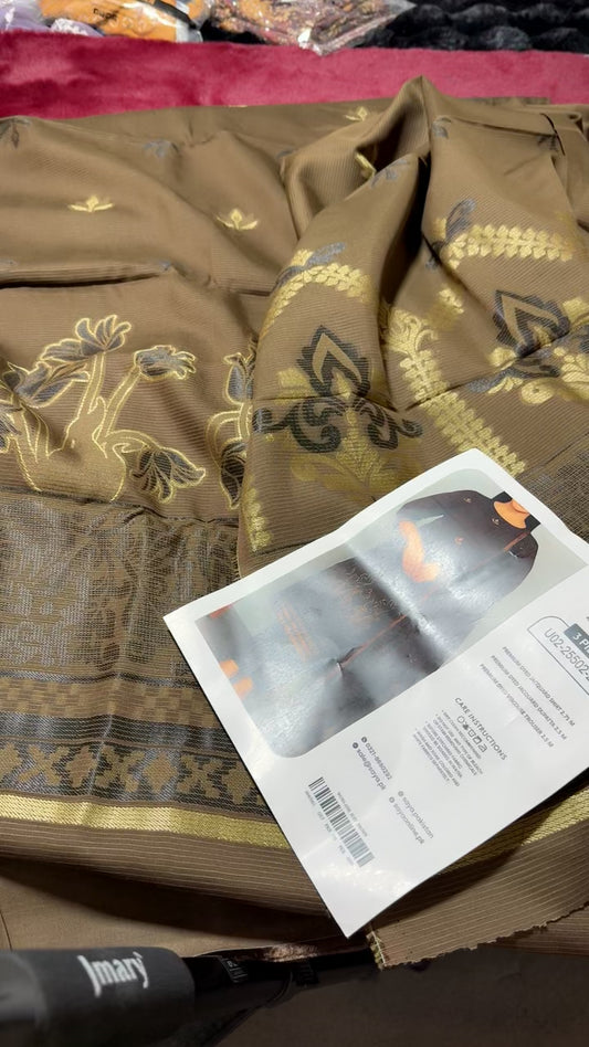 Saya winter viscose jacquard 3 pc mehndi green