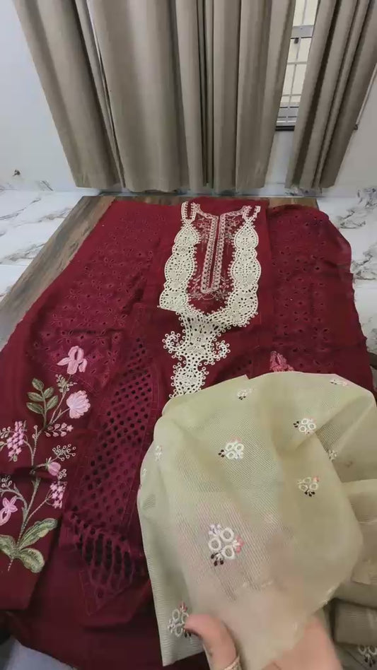 Wirsa luxury embroidered lawn 3pc with patches