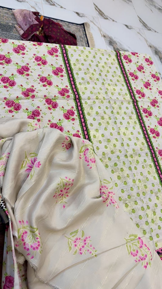 Zoya B printed winter shirt with wool shawl