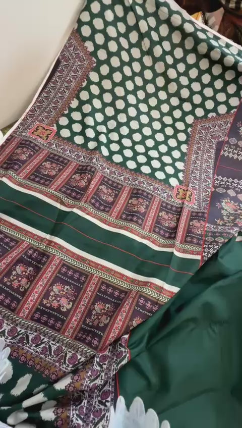 Ethnic printed raw silk 2 pc