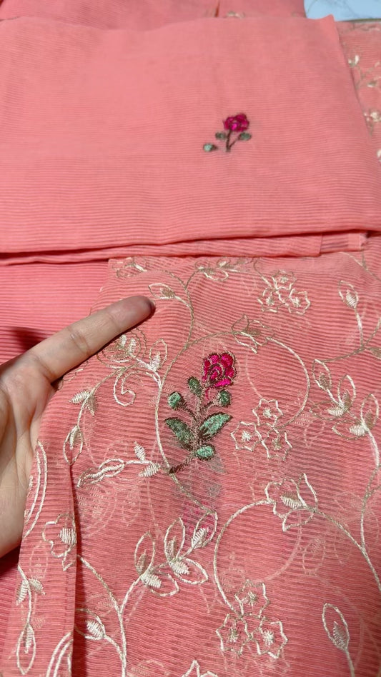 Sapphire festive collection embroided khaadi net shirt and duppata