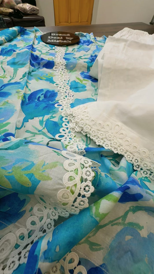 Misbah's stitched 2pc lawn(ethnc orignal fabric)