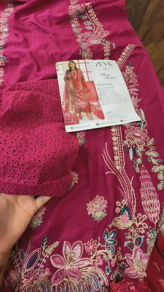 Zevik luxury embroidered lawn 2pc on clearance
