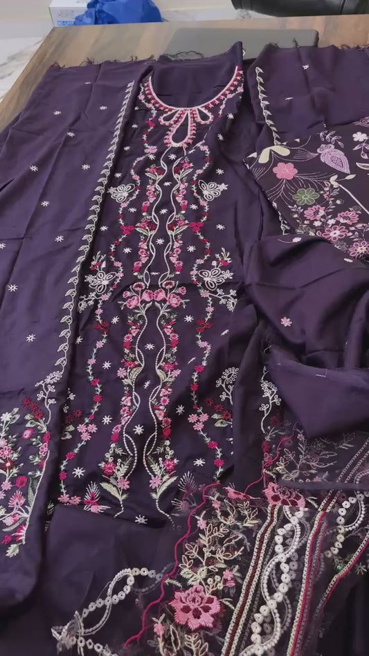 Riaz arts luxury embroided winter 3Pc