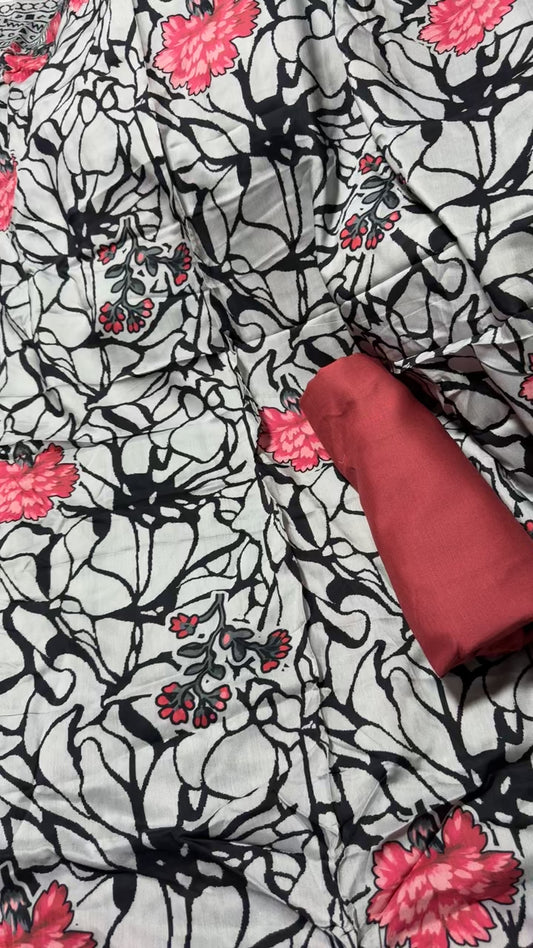 Mix brand printed viscose linen 2pc