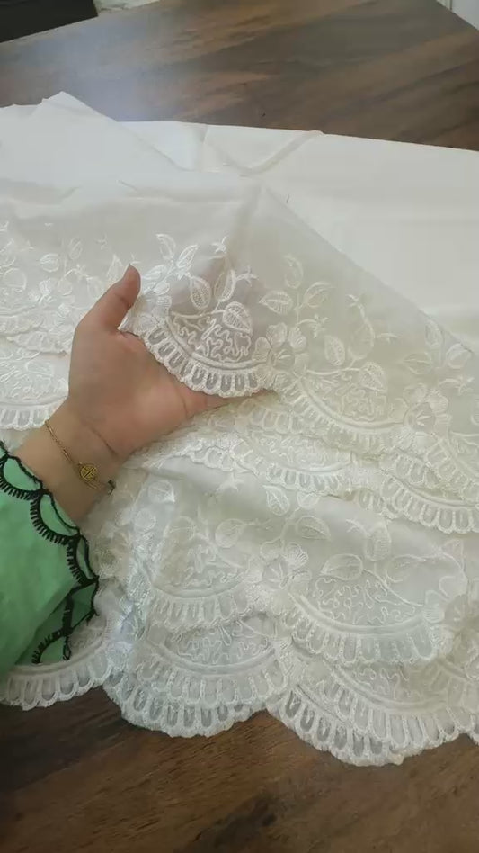 Lawn embroidered dupatta dyeable 2 sided embroidery