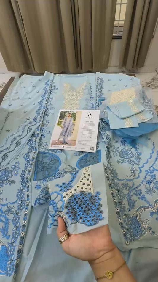 Wirsa luxury embroidered lawn 3pc with patches