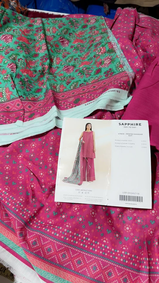 Sapphire printed khaddar 3pc