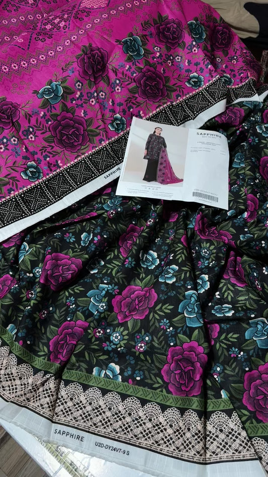 Sapphire printed khadar shirt duppata