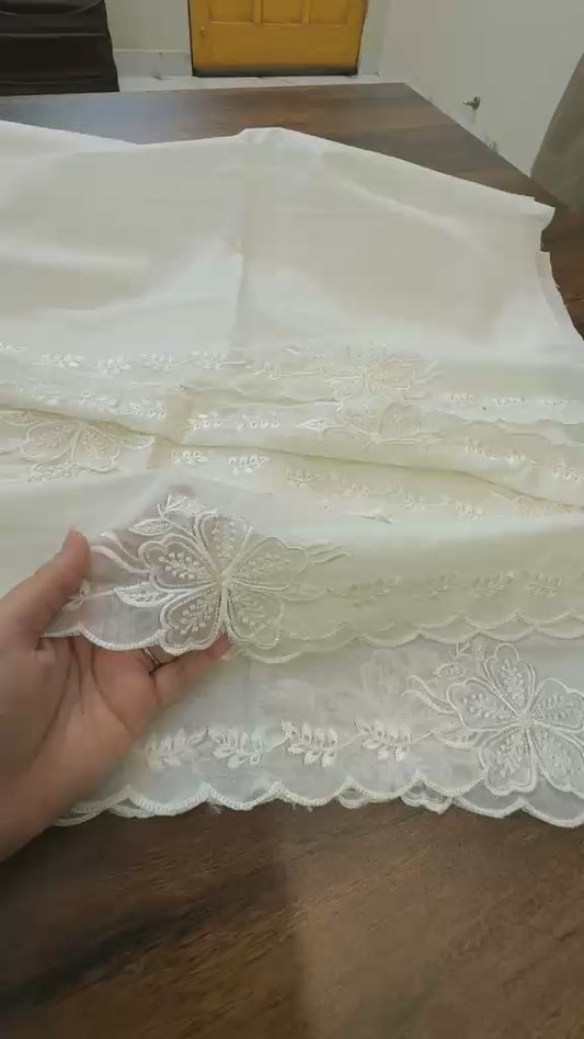 Lawn embroidered dupatta dyeable 2 sided embroidery
