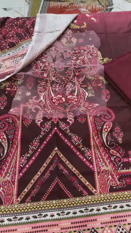 Mushq printed lawn 3pc ( complete suit)