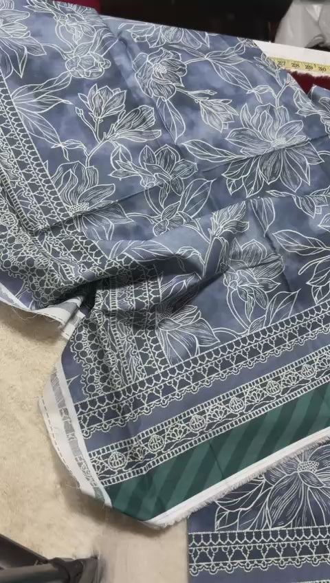 Cross stitch all over lawn print shirt and trouser