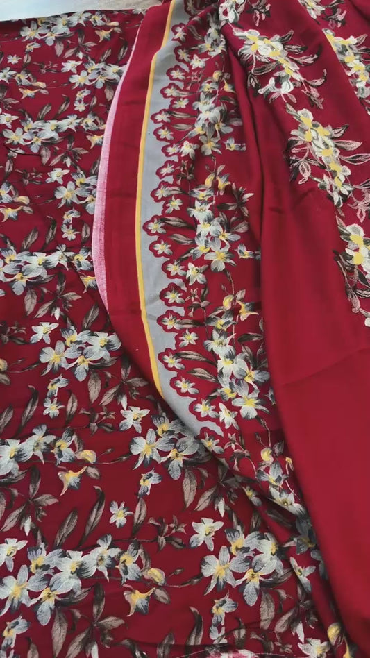 Printed marina 3 pc with embroided shawl