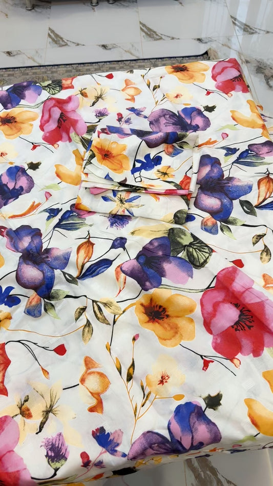 Ethnic king size bed sheet with 2 pillow covers