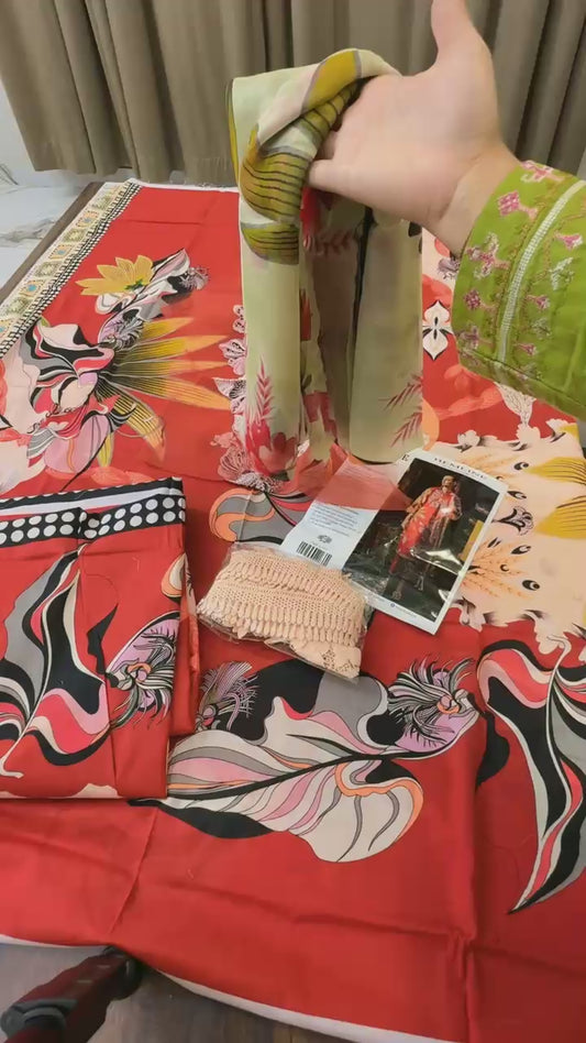 Mushq printed lawn 3 pc with patches