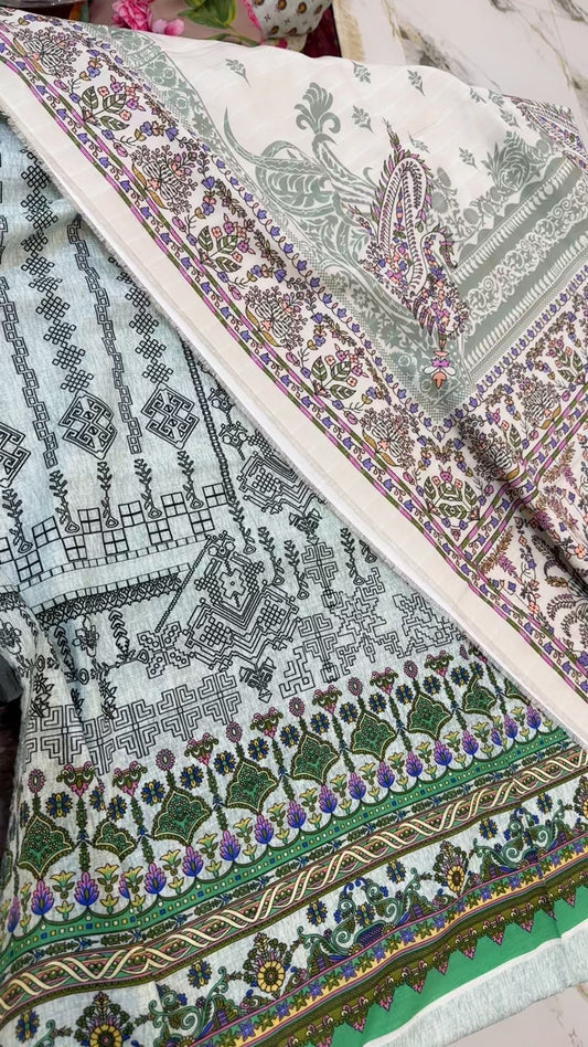 Zoya B printed winter shirt with wool shawl