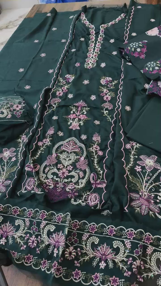 Riaz arts luxury embroided winter 3Pc