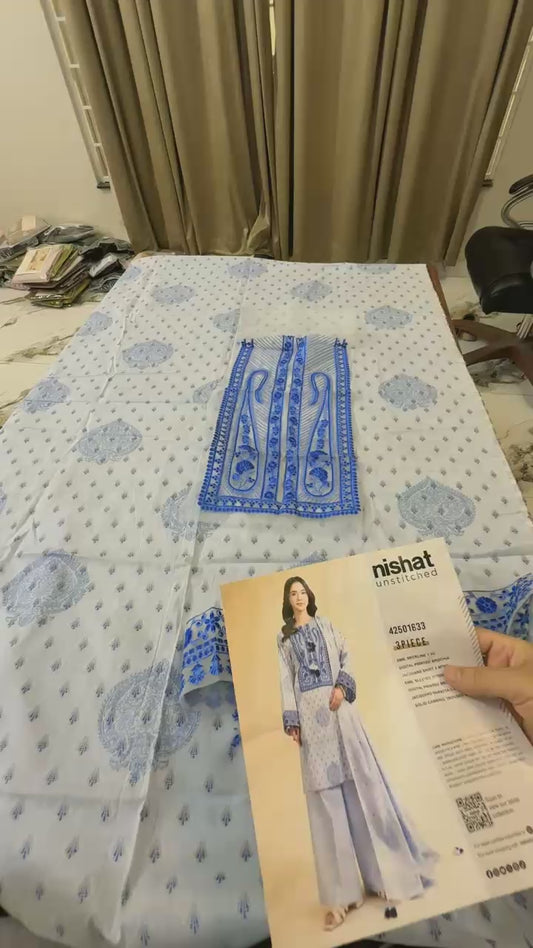 Nishat lawn jacquard 3pc with Patches