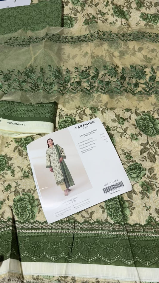 Sapphire embroided khaddar 3pc