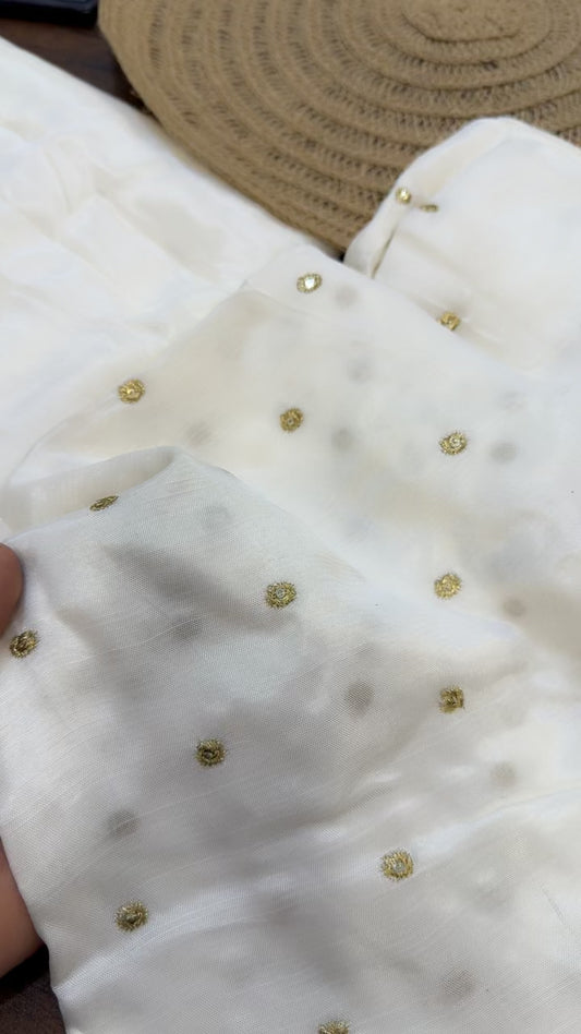 Embroided raw silk 2pc dyeable