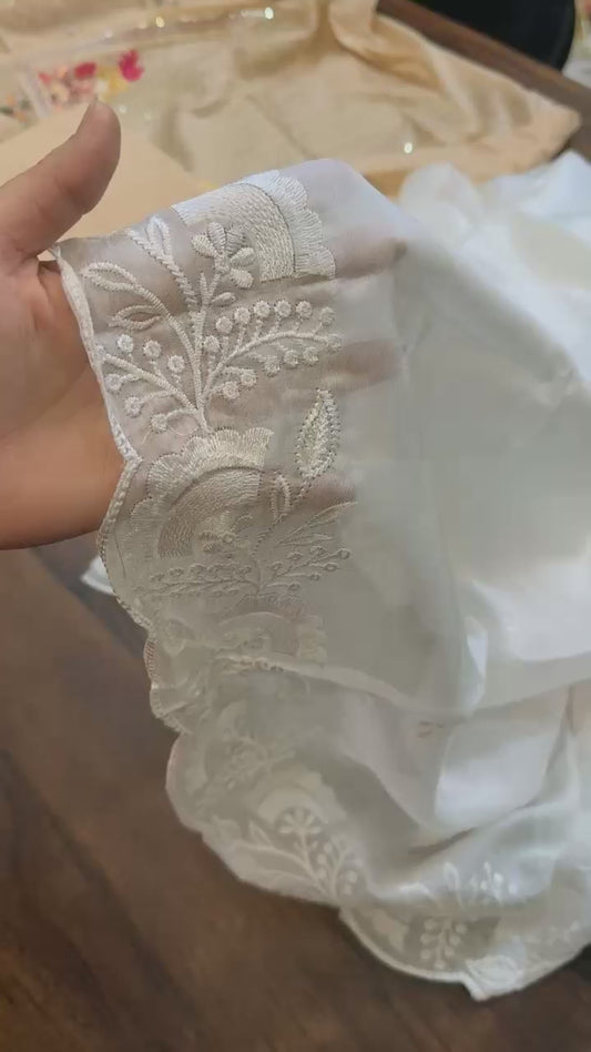 Pure medium silk embroided dyeable dupatta