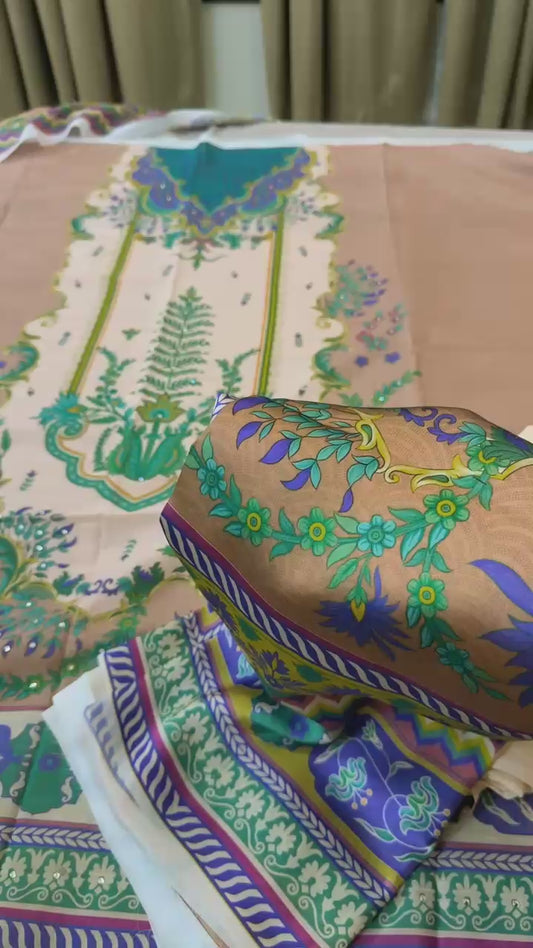 Mushq printed silk 3 pc