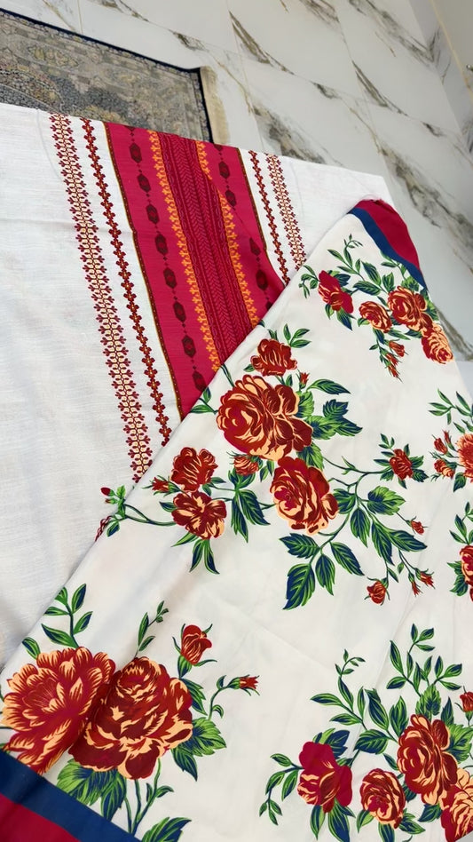 Zoya B printed winter shirt with wool shawl