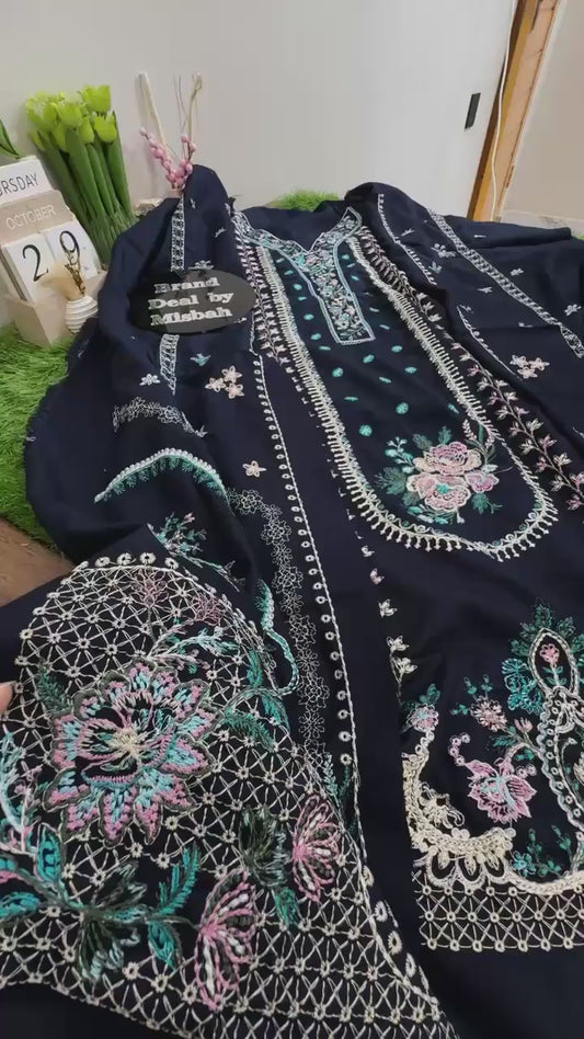 Riaz arts luxury embroidered winter 3pc