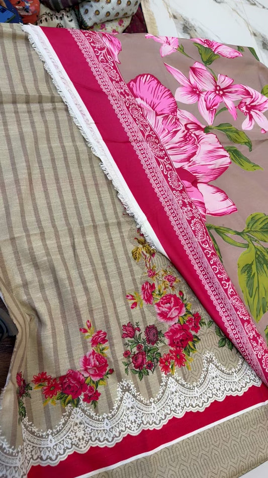 Zoya B printed winter shirt with wool shawl