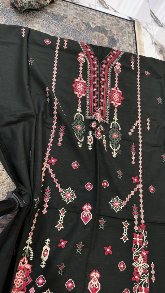 Khaadi luxury embroidered 3 PC with wool shawl code h