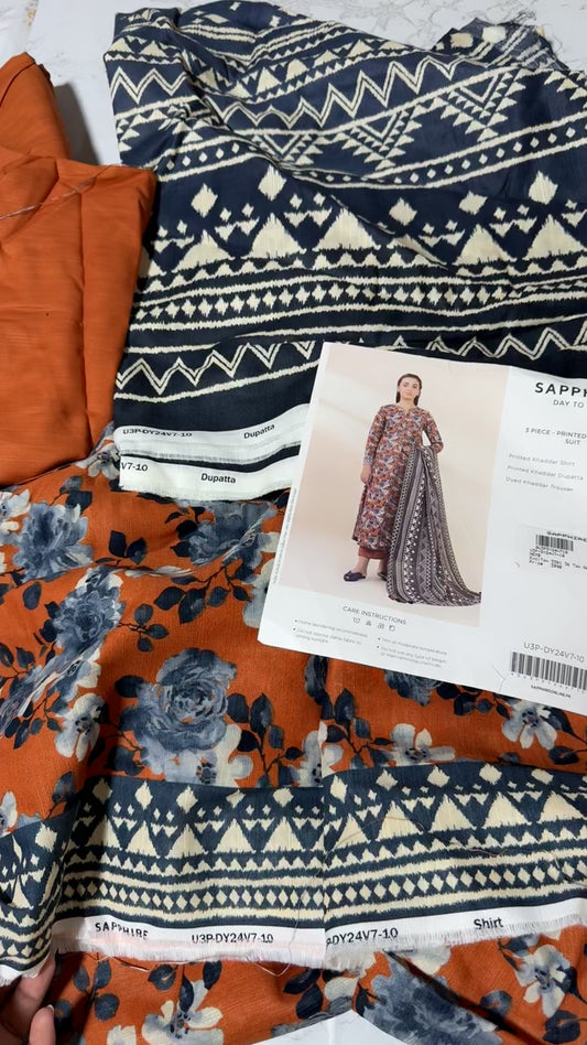 Sapphire printed khaddar 3pc