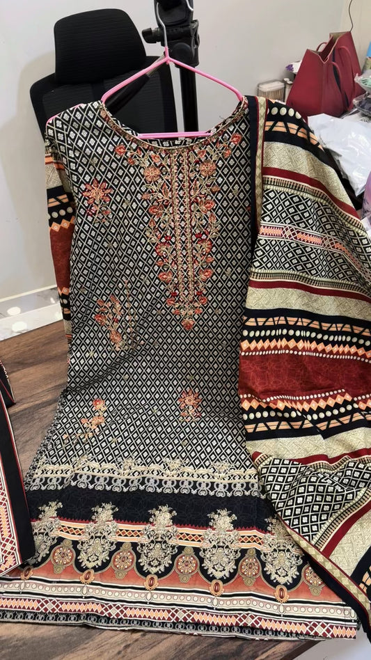 Bin saeed embroided winter 3pc