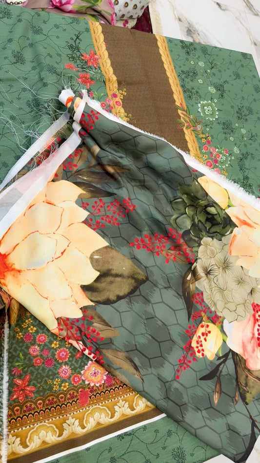 Zoya B printed winter shirt with wool shawl