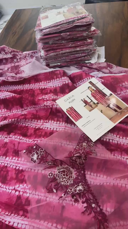 Nureh Riaz arts printed lawn shirt with patches on clearance