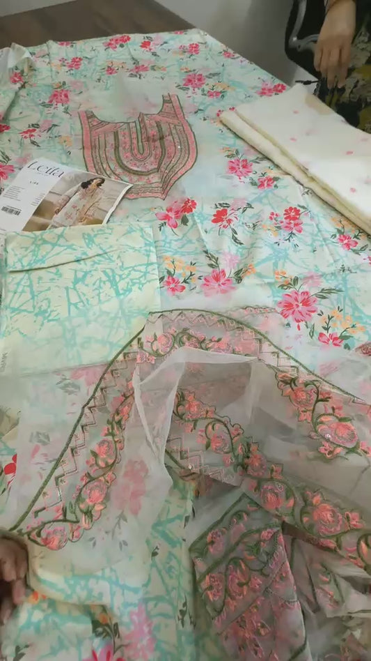 Leila by mahnoor luxury lawn embroided 3pc