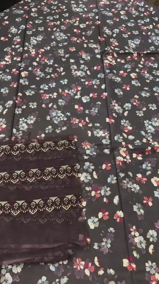 Iznik printed lawn 3pc (patch ka desain change ho skta h)